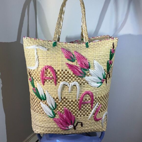 Large Zip Raffia Jamaica Bag, Vintage - Picture 4 of 14